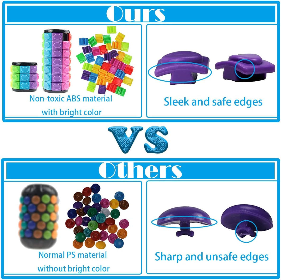 3D Puzzles Decompression Magic Cubes DIY Cylinder Puzzle Rotate and Slide Fidget Toy (3 Layers + 7 Layers)