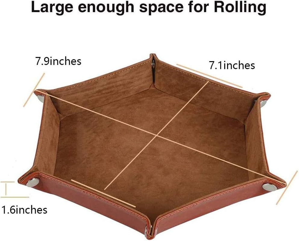 4 Pieces Dice Tray Set 8 Inch Dice Rolling Tray Folding Dice Tray Holder for RPG DND Table Games Double Sided PU Leather Tray