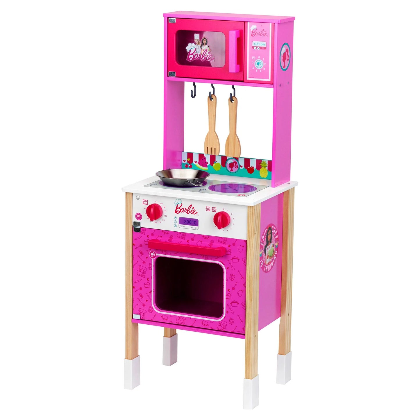 Barbie Epic Chef Wooden Toy Kitchen Playset for Kids 3 and Up