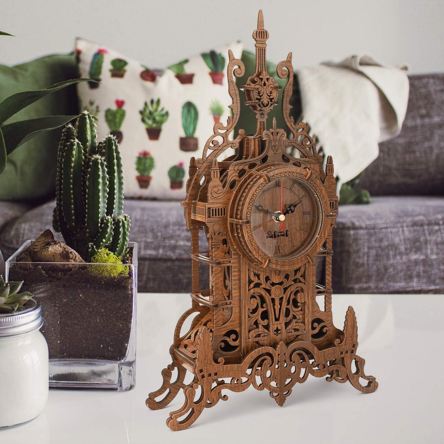 3D Wooden Puzzle,Model Kits Desk Clock-Laser Cut Clock Model Kits, Christmas Birthday Gifts for Kids and Adults - 47Pcs Jigsaw