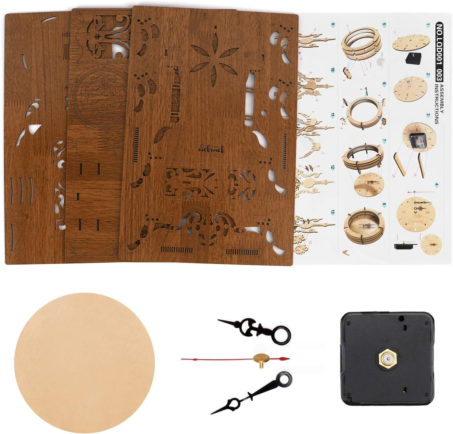 3D Wooden Puzzle,Model Kits Desk Clock-Laser Cut Clock Model Kits, Christmas Birthday Gifts for Kids and Adults - 47Pcs Jigsaw