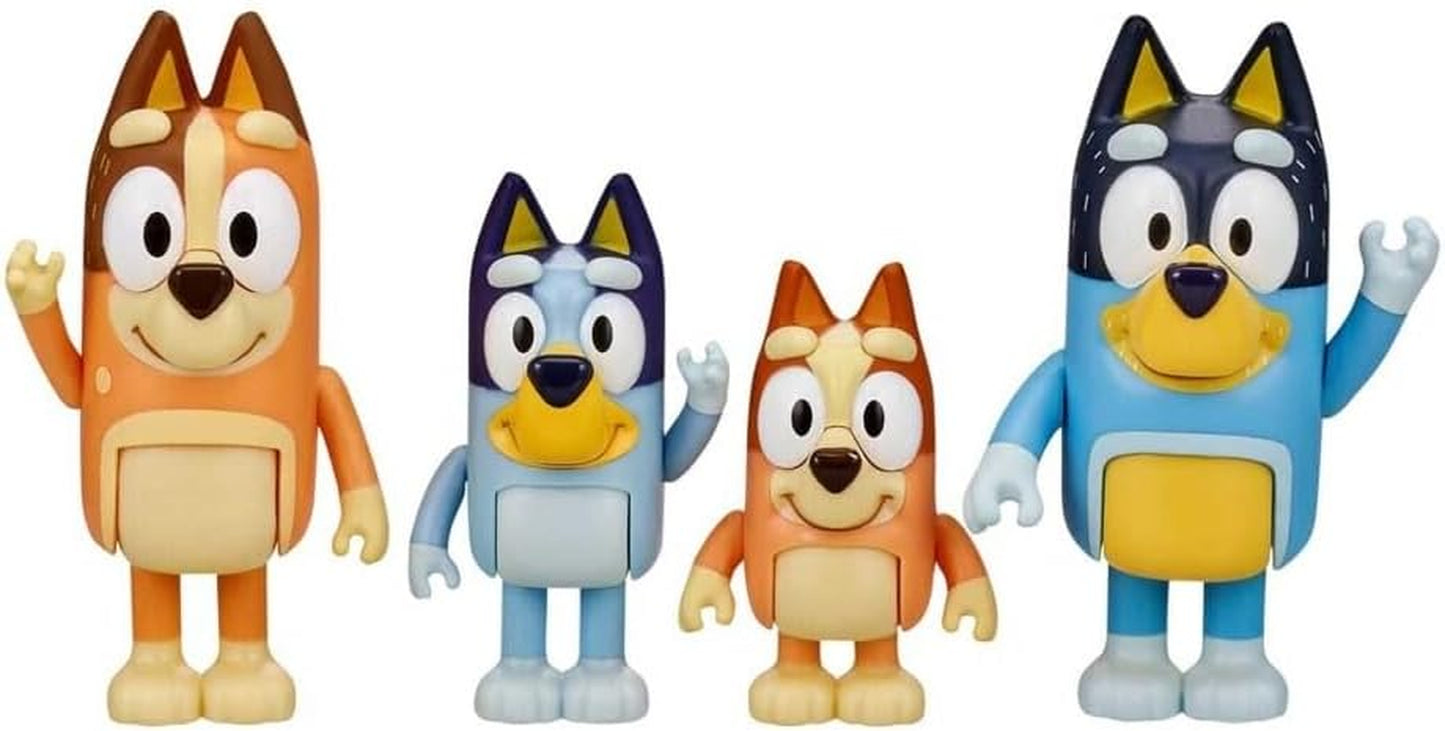 Family Figure 4-Pack – Includes , Bingo, Mum (Chilli) & Dad (Bandit), Poseable Collectible Toys for Kids, Durable Cake Toppers, for Toddlers & Fans, Ages 3+
