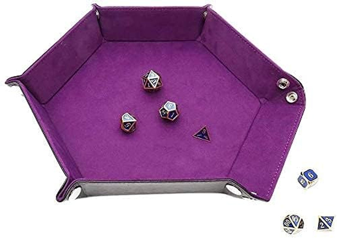 4 Pieces Dice Tray Set 8 Inch Dice Rolling Tray Folding Dice Tray Holder for RPG DND Table Games Double Sided PU Leather Tray