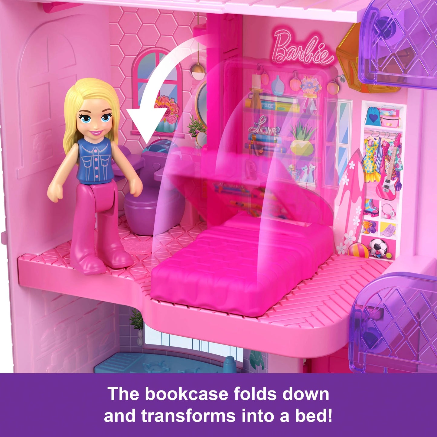 Barbie Dreamhouse Compact, Dollhouse Playset with 3 Micro Dolls, 1 Pet & 11 Accessories