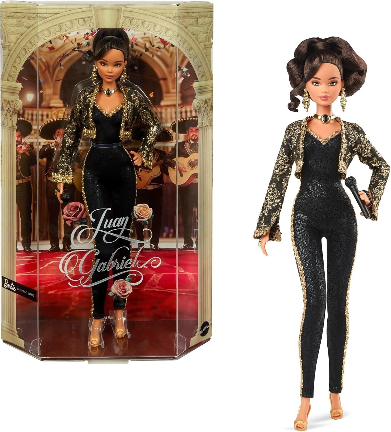 Barbie Signature Juan Gabriel Collectible Doll in Chic Black and Gold Suit NEW