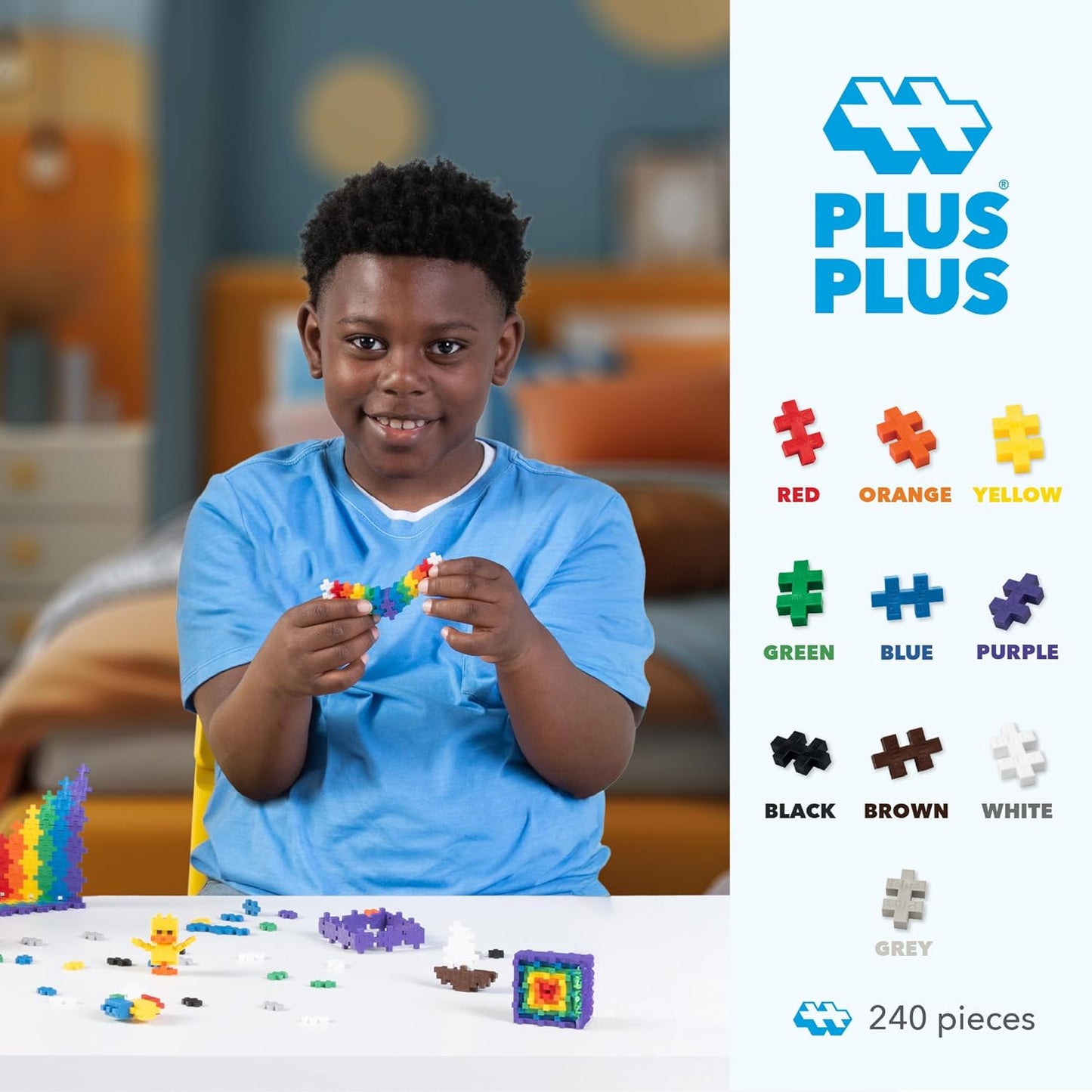 240 Piece Interlocking Building Blocks for Kids, Open Ended Connecting Toys, STEM Bin Classroom Mini Manipulatives - Basic Mix Play Tube