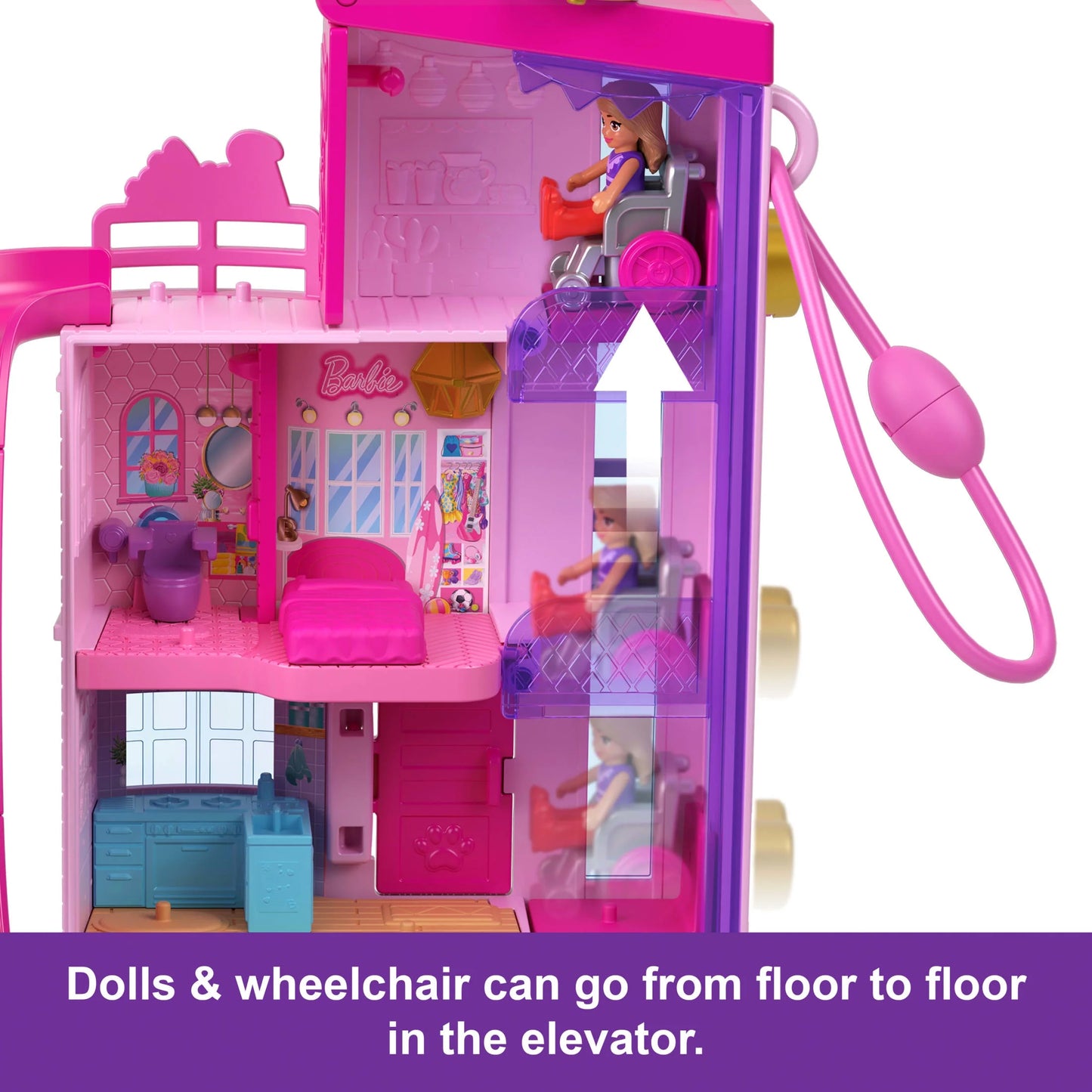 Barbie Dreamhouse Compact, Dollhouse Playset with 3 Micro Dolls, 1 Pet & 11 Accessories