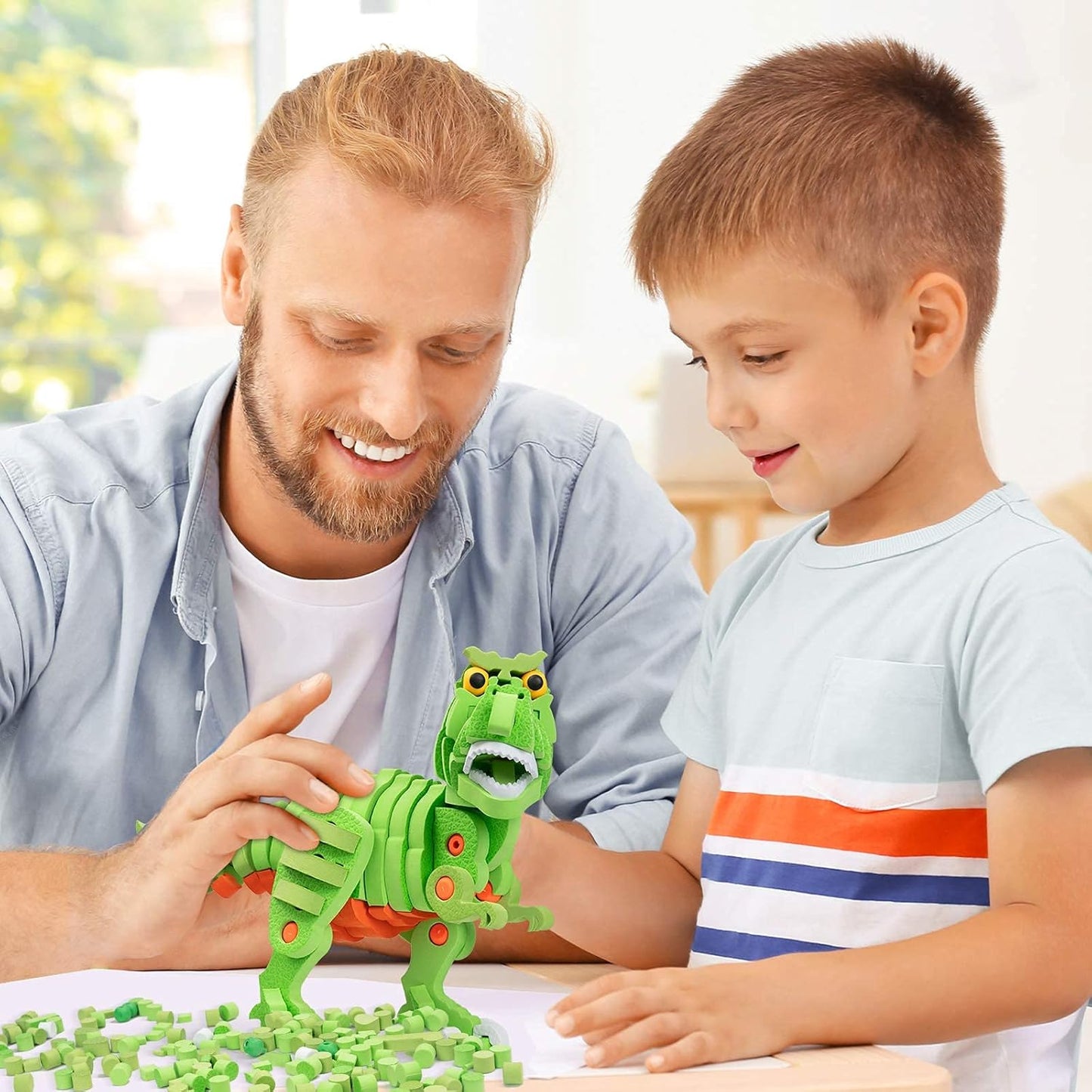 4-In-1 Dinosaur 3D Puzzles for Kids, Soft EVA 200 PCS Building Blocks STEM Construction Educational Toy for 8+ Year Old Kids Boys Girls