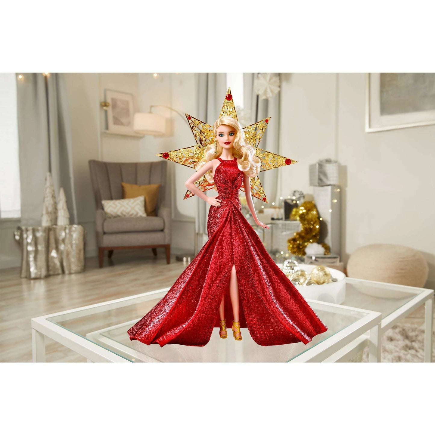 Collector 2017 Holiday Doll, Blonde, with Star Adornment