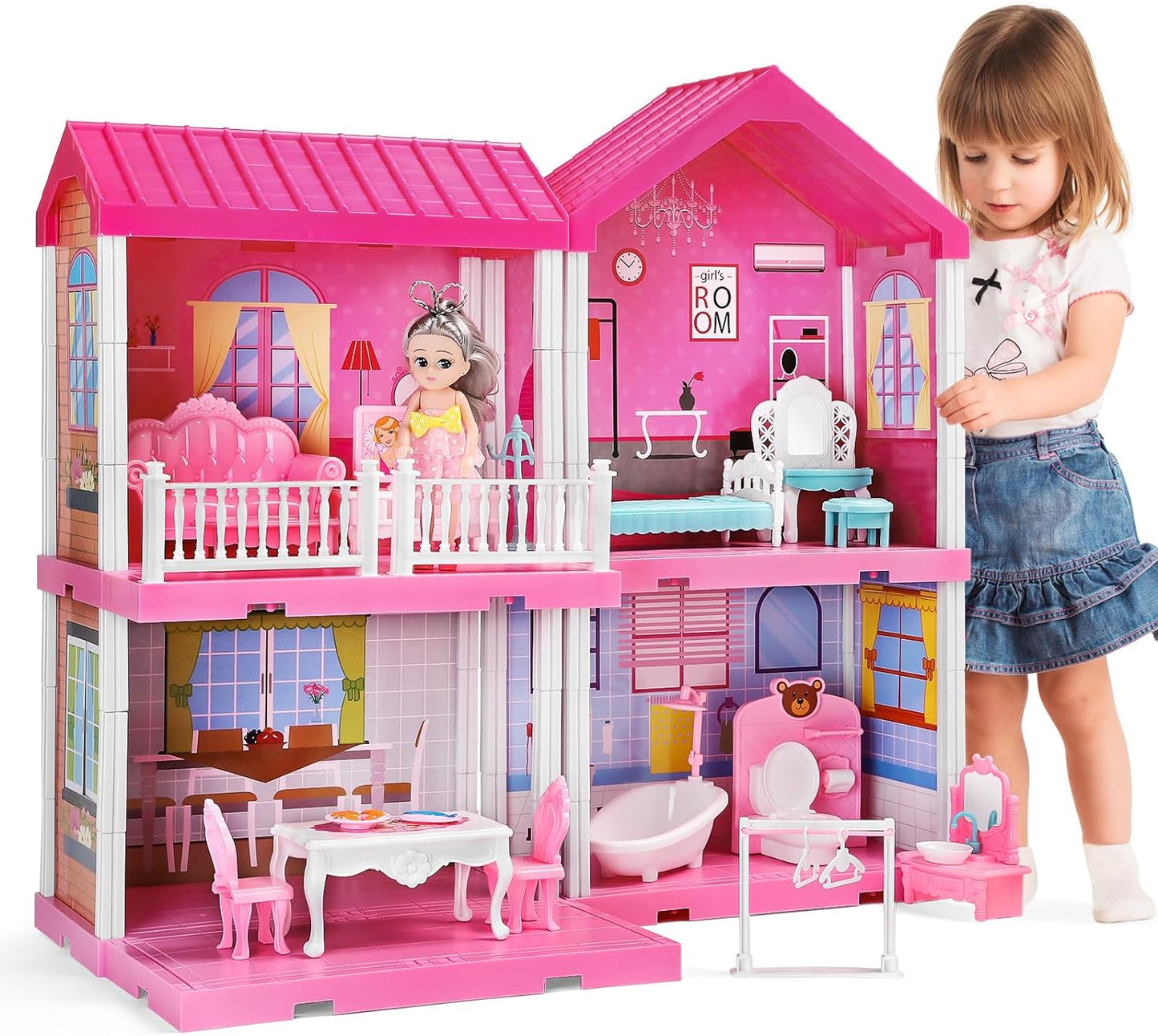 Casa Mansion De Muñecas Barbie Para Niñas Con Accesorios Incluidos 4 Habitacione