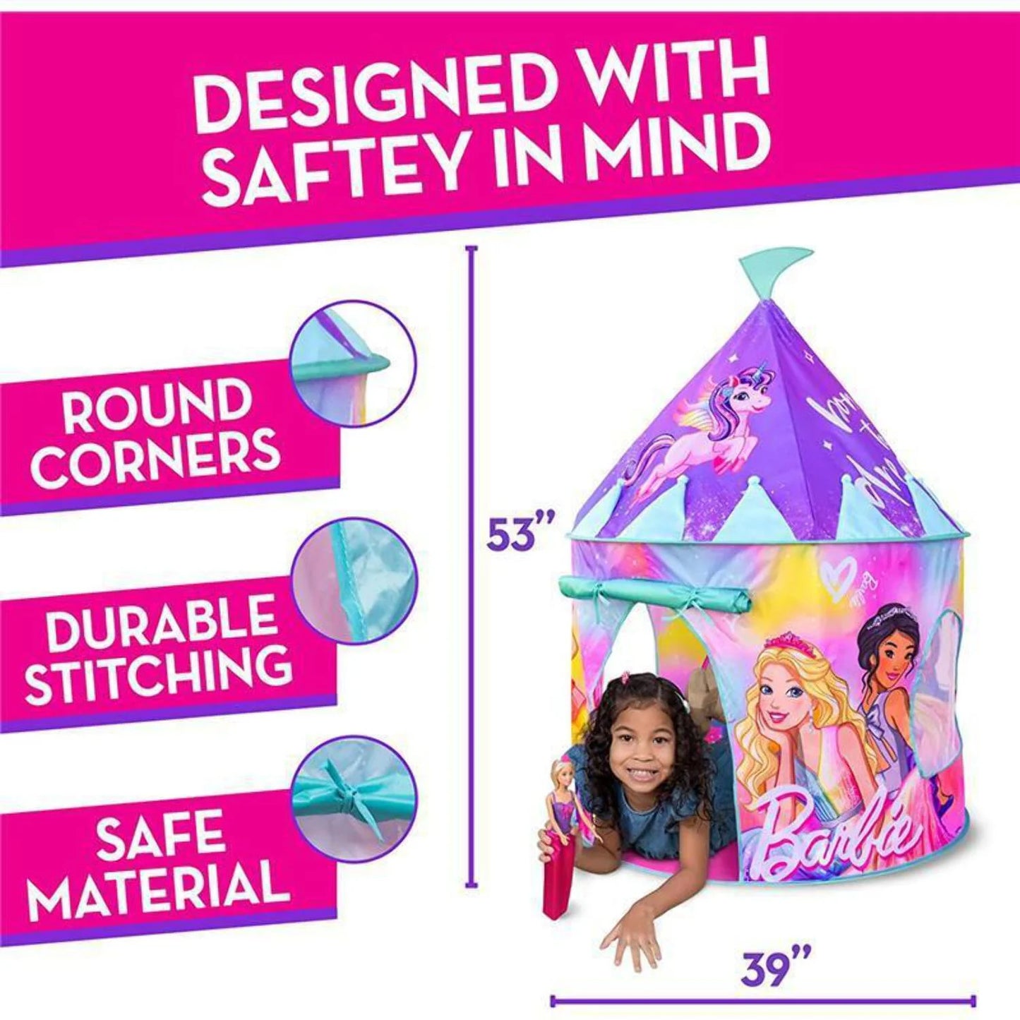 Sunny Days - Barbie Pop up Castle Dreamtopia Pink Princess Play Tent