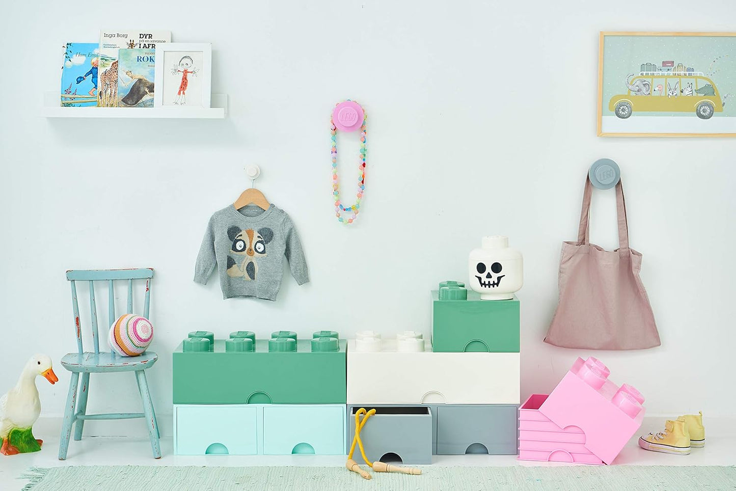 LEGO Brick Drawer, 4 Knobs, 1 Drawer, Stackable Storage Box, Black