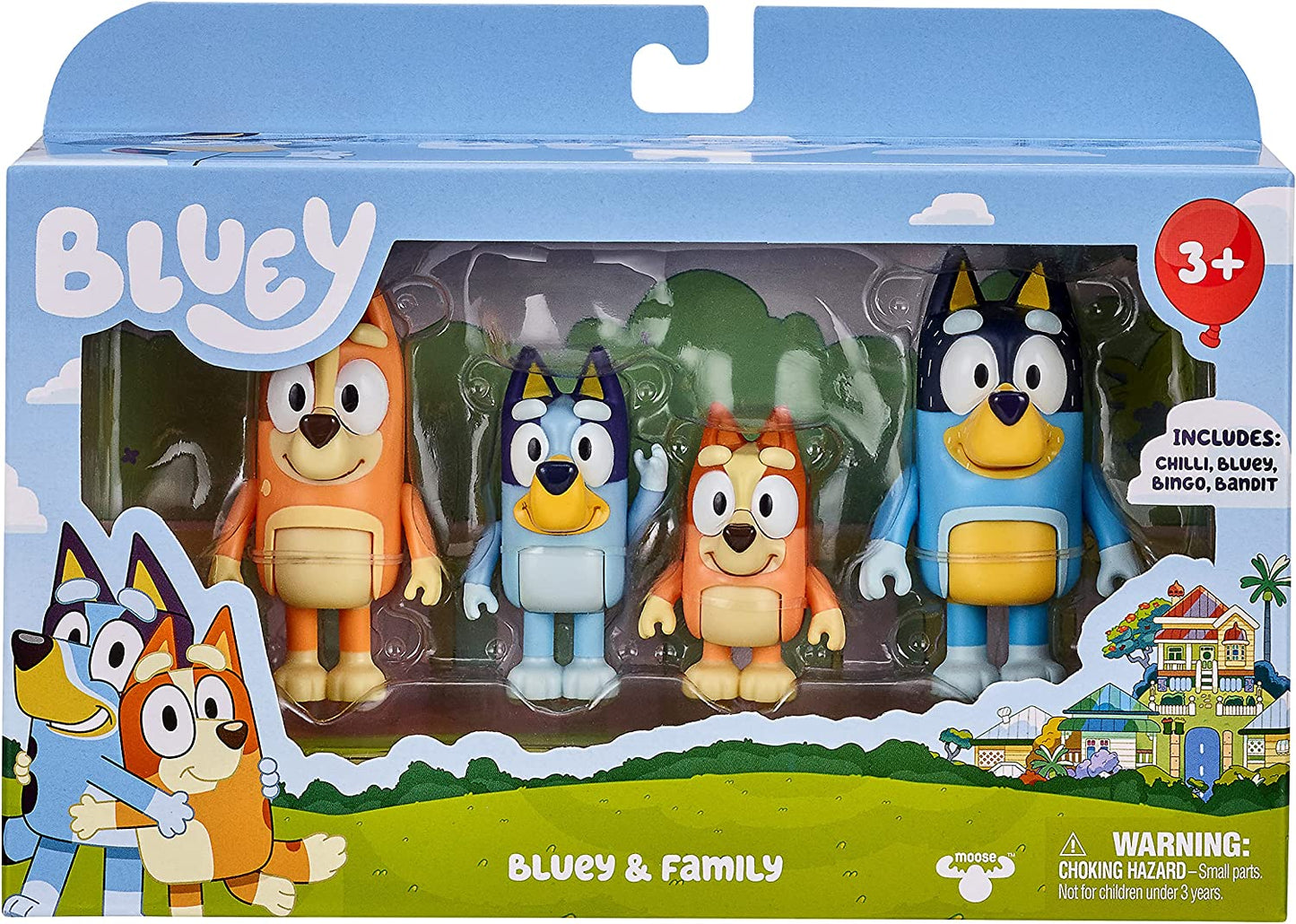 Family Figure 4-Pack – Includes , Bingo, Mum (Chilli) & Dad (Bandit), Poseable Collectible Toys for Kids, Durable Cake Toppers, for Toddlers & Fans, Ages 3+