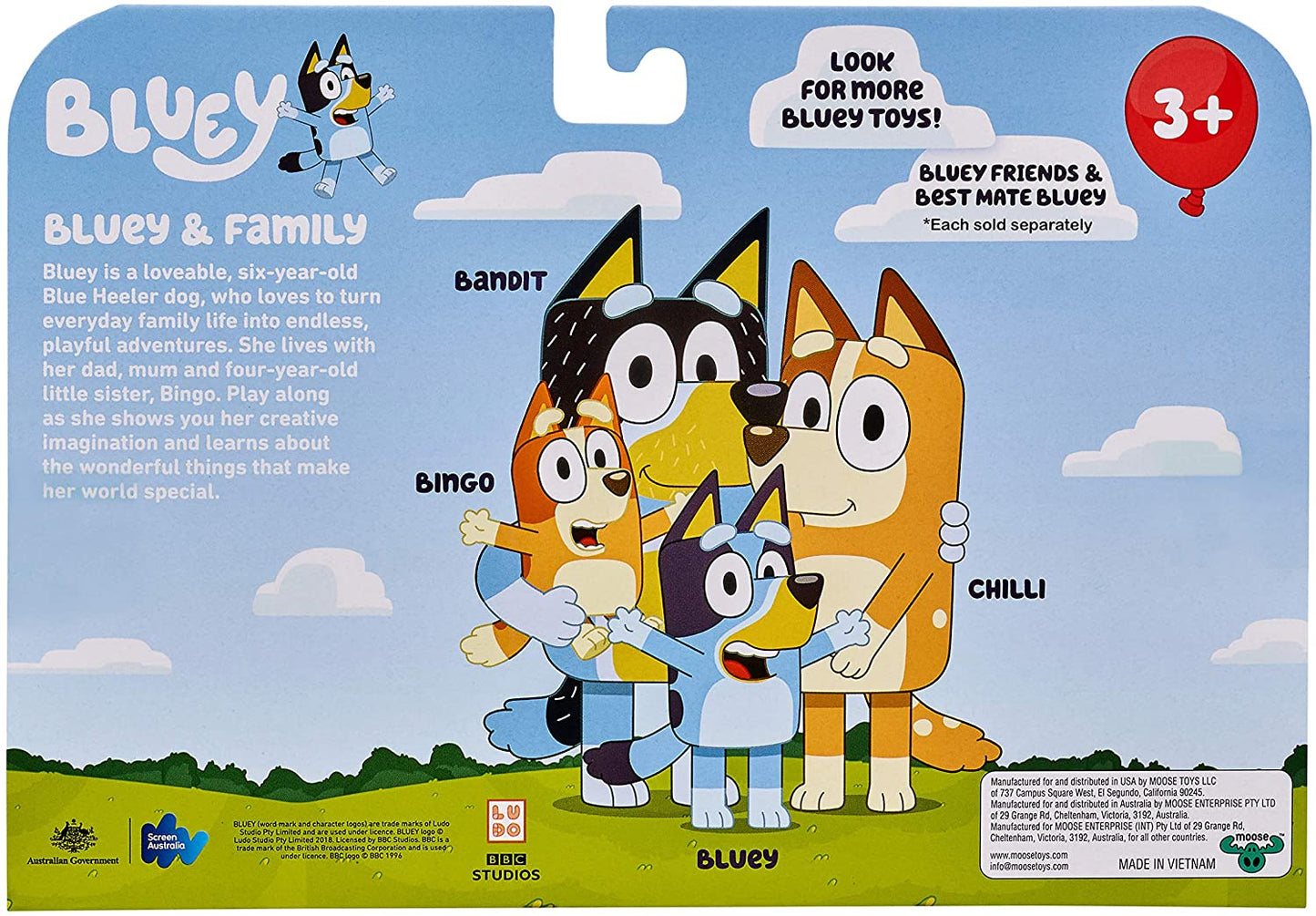 Family Figure 4-Pack – Includes , Bingo, Mum (Chilli) & Dad (Bandit), Poseable Collectible Toys for Kids, Durable Cake Toppers, for Toddlers & Fans, Ages 3+