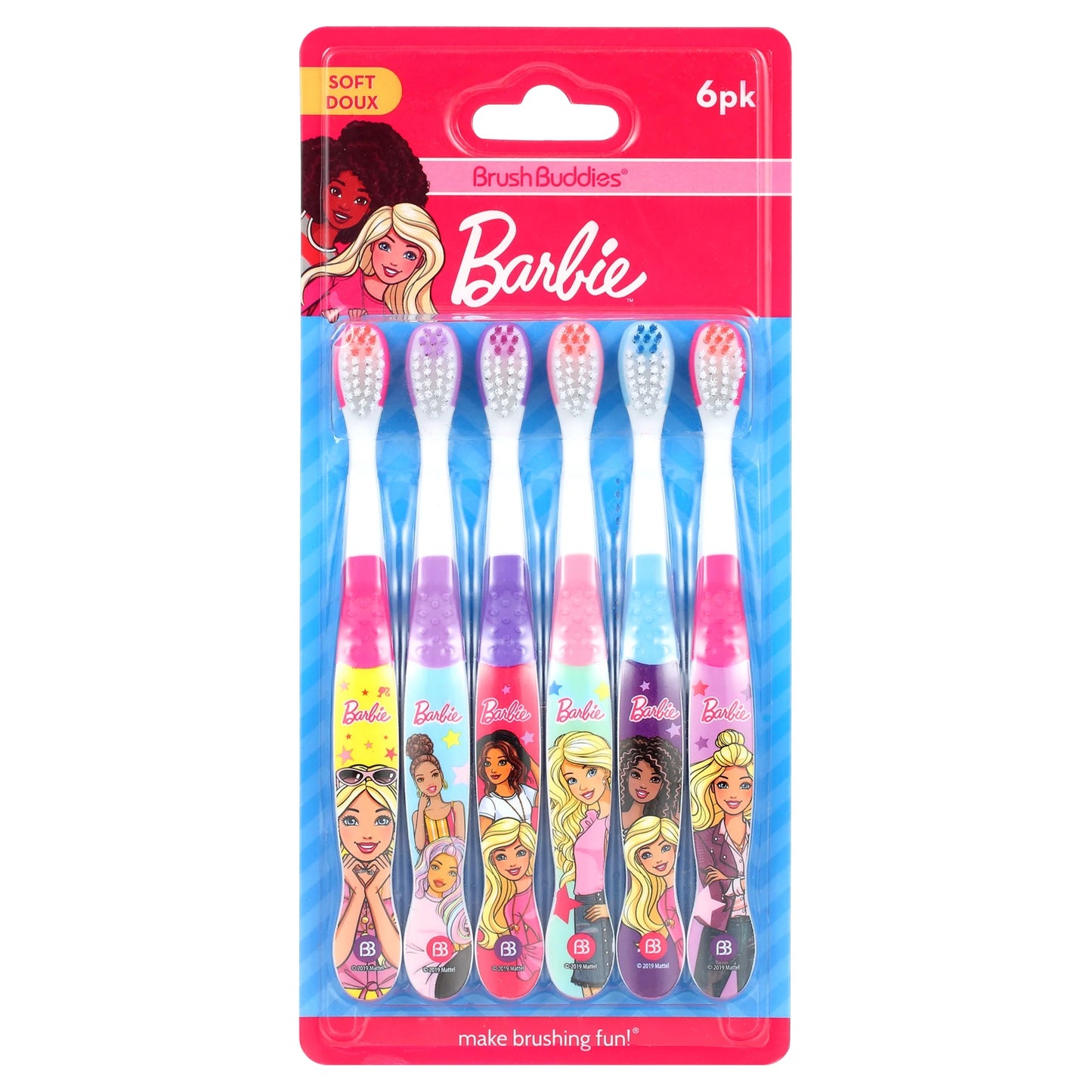 Barbie Kids Toothbrushes, Manual Toothbrushes for Kids, Toothbrush for Toddlers 2-4 Years, Soft Toothbrushes, 6PK