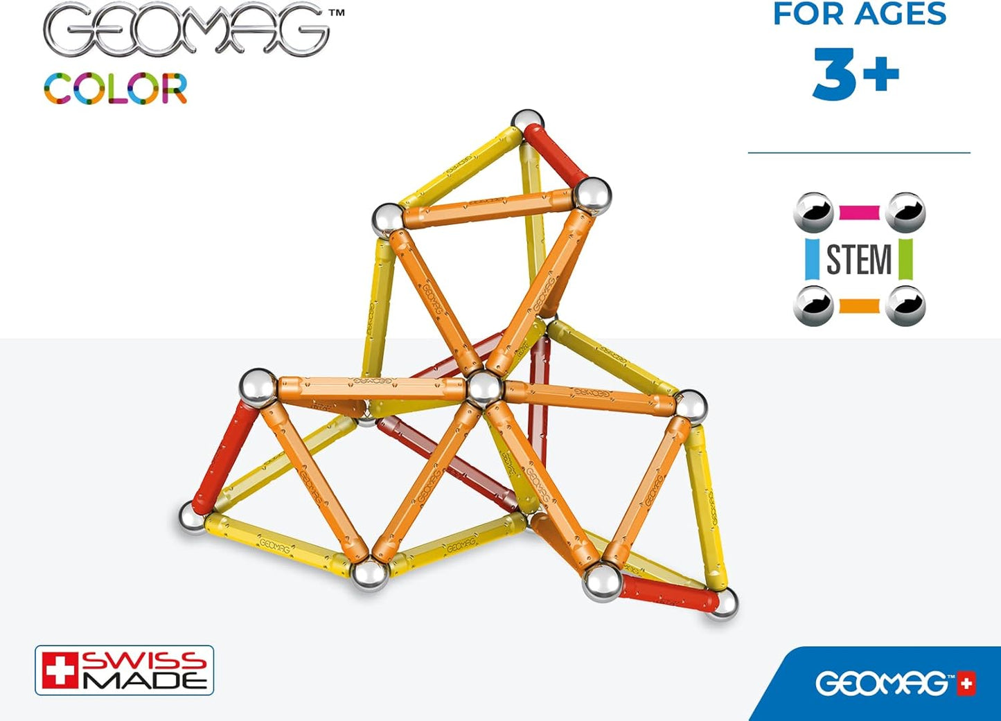 - COLOR - 64-Piece Magnetic Building Set, Certified STEM Construction Toy, Safe for Ages 3 and Up