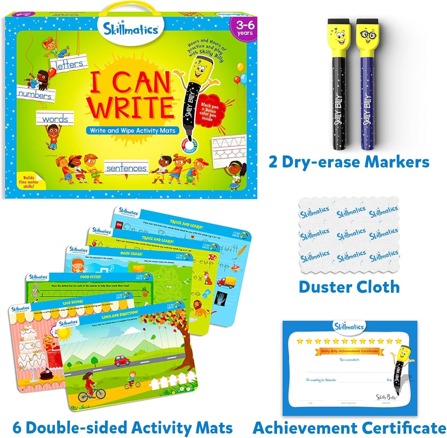 I Can Write - Reusable Preschool Learning Activities, Educational Toy and Game, Back to School Supplies, Gifts for Students, Kids, Toddlers Ages 3, 4, 5, 6