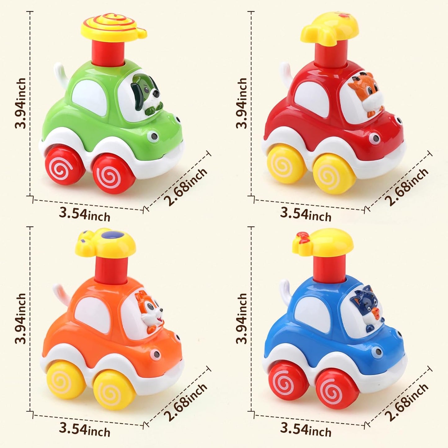 Amy&Benton Baby Toy Cars Toddler 1 2 Year Old Cartoon Wind up Cars Press and Go Cars Push Go Car for Kids 1-3 1St First Birthday Gift Toys Boys Present