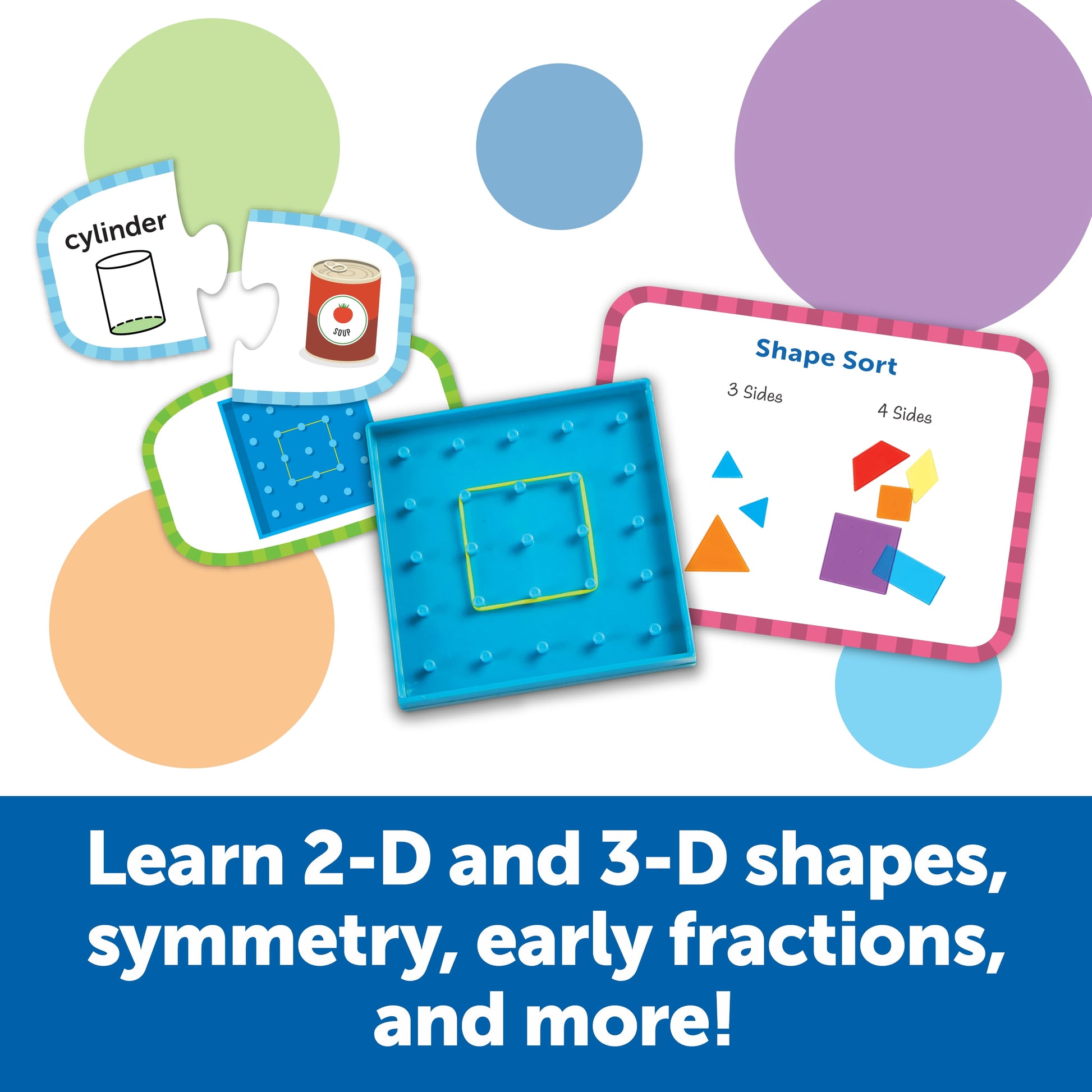 Skill Builders! 1St Grade Geometry - 128 Pieces, Boys and Girls Ages 6+ First Grade Learning Materials, Math Games for Kids