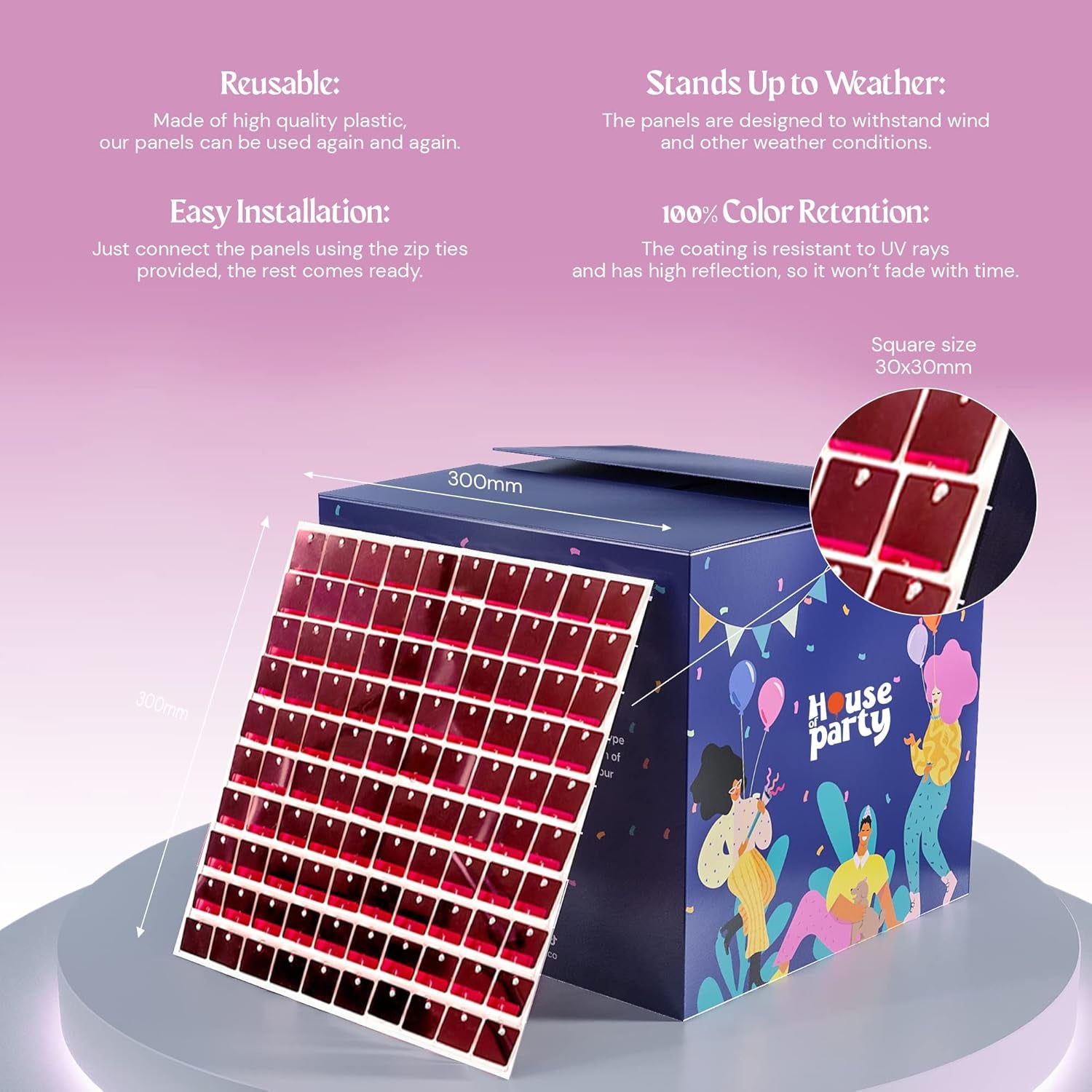 Pink Shimmer Wall Backdrop Panels - 24 Pcs | Valentine'S Day Square Sequin Backdrop, Shimmer Backdrop for Birthday, Wedding, Baby Shower, Bachelorette Party & Valentines Day Decorations