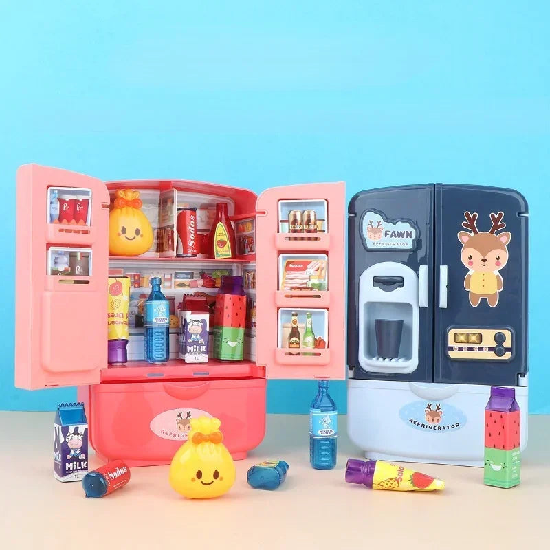 Mini Doll Fridge Fashion Furniture Kitchen Refrigerator for Barbie Accessories for Doll Dream House Play Toys Kids Pretend Play