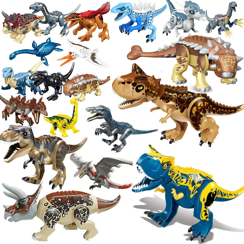 Jurassic World 3 Brutal Raptor Building Blocks Dinosaur Bricks Tyrannosaurus Indominus I-Rex Assemble Toy for Children