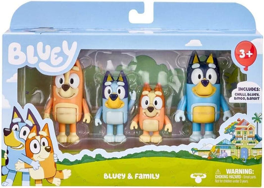 Family Figure 4-Pack – Includes , Bingo, Mum (Chilli) & Dad (Bandit), Poseable Collectible Toys for Kids, Durable Cake Toppers, for Toddlers & Fans, Ages 3+