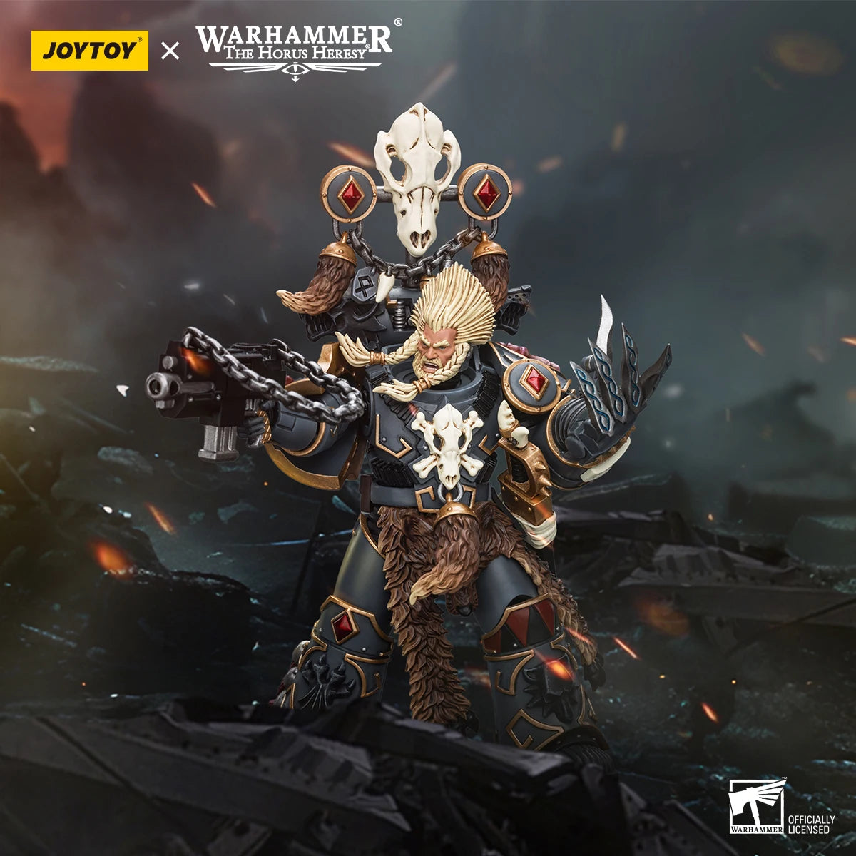 JOYTOY Warhammer 40K 1/18 Action Figures Anime 13.5Cm Space Wolves Geigor Fell-Hand Collection Model Toys