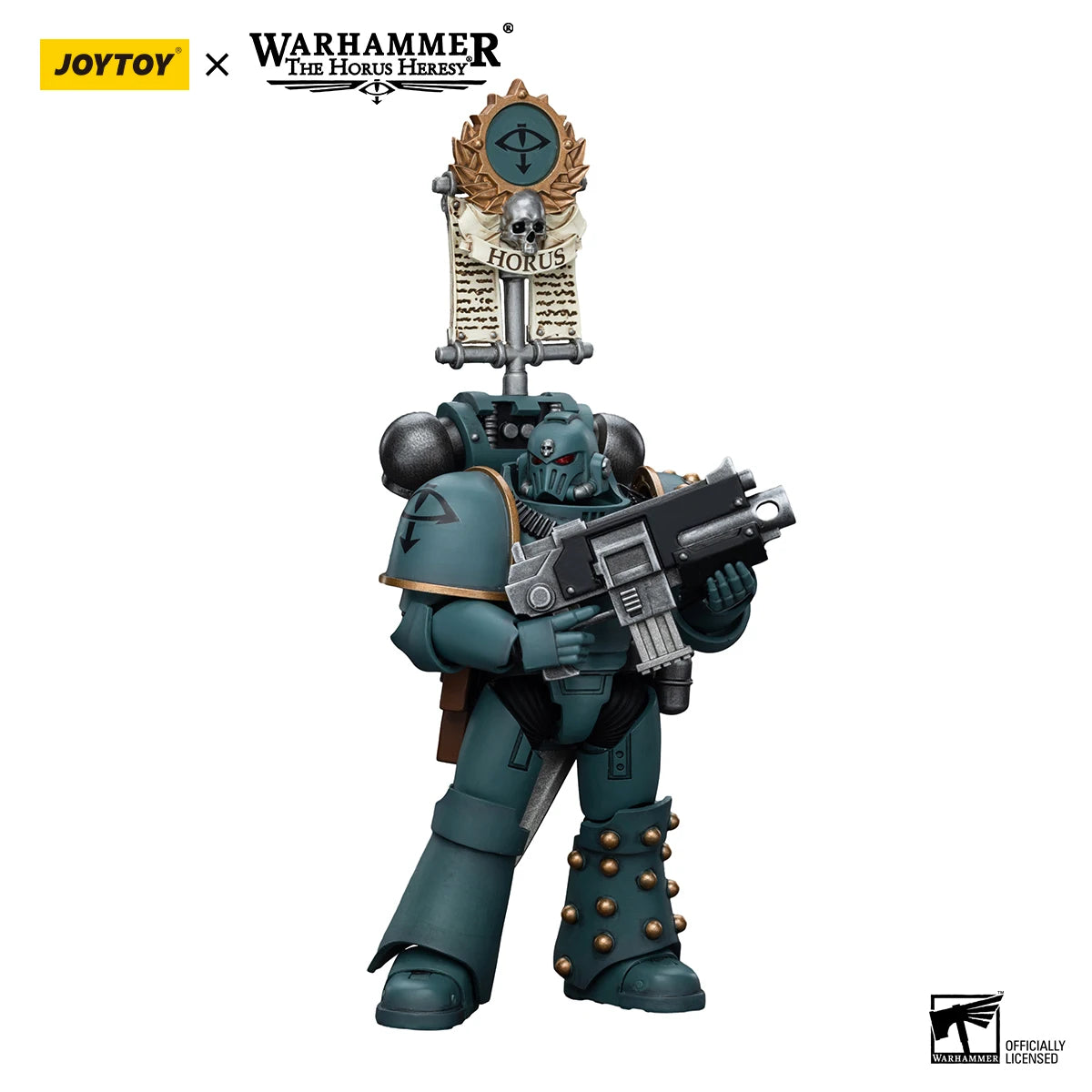 JOYTOY Warhammer 40K 1/18 Action Figure Sons of Horus MKIV Tactical Squad Legionary with Legion Vexilla Anime Figures Toys Model