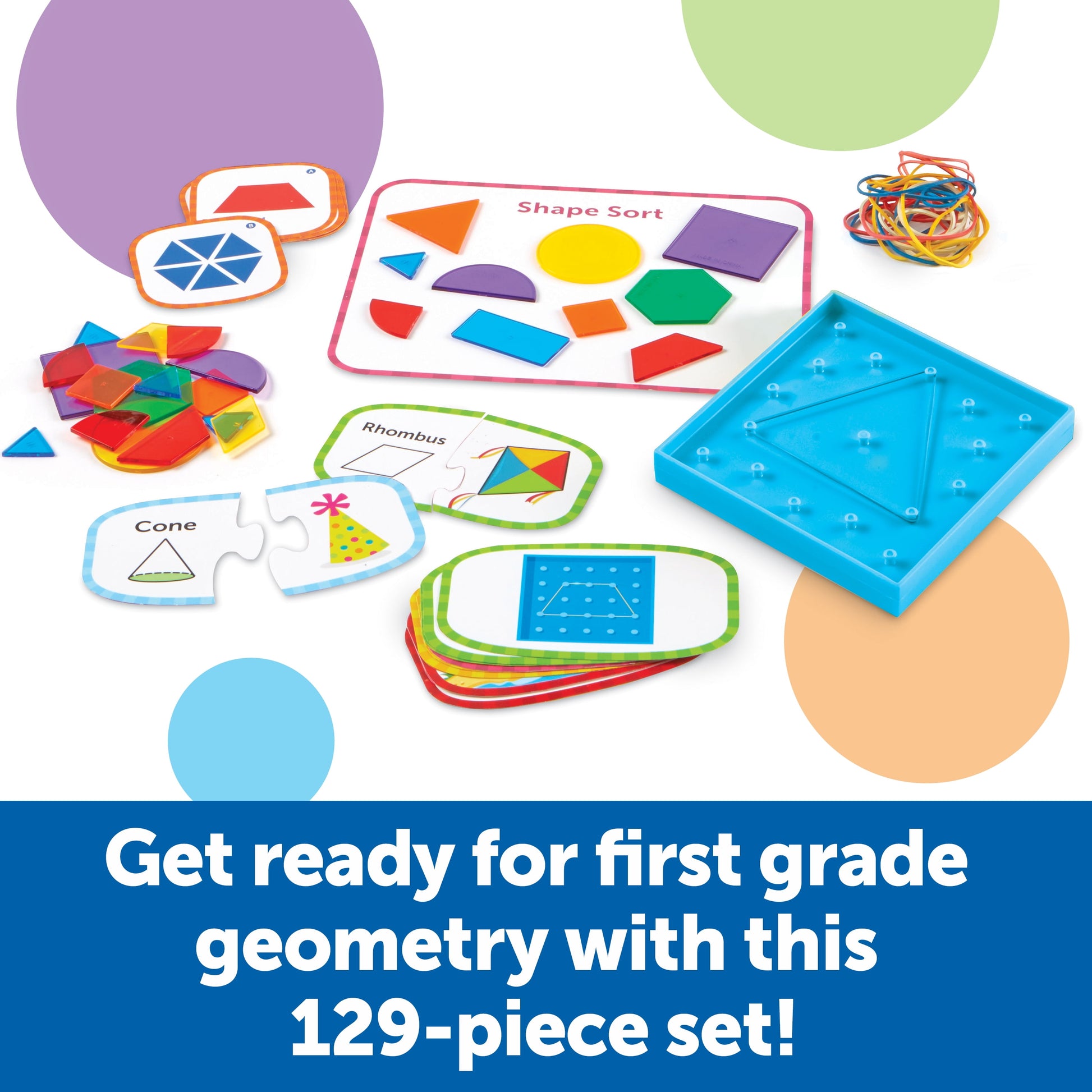 Skill Builders! 1St Grade Geometry - 128 Pieces, Boys and Girls Ages 6+ First Grade Learning Materials, Math Games for Kids
