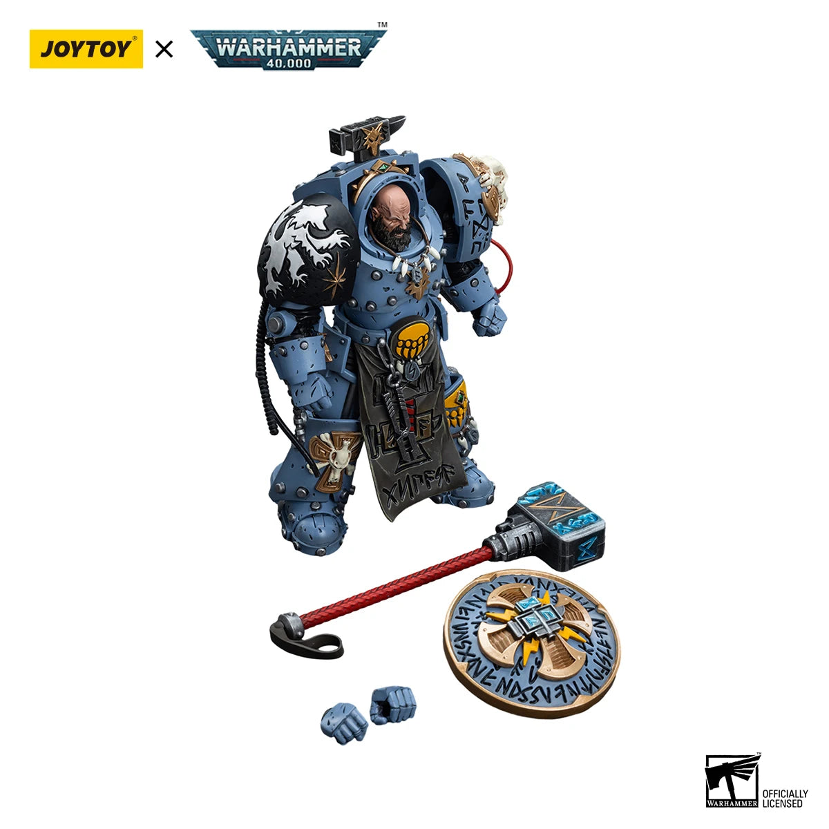 JOYTOY Warhammer 40K 1/18 Action Figure Space Wolves Arjac Rockfist Anime Figures Toys Model