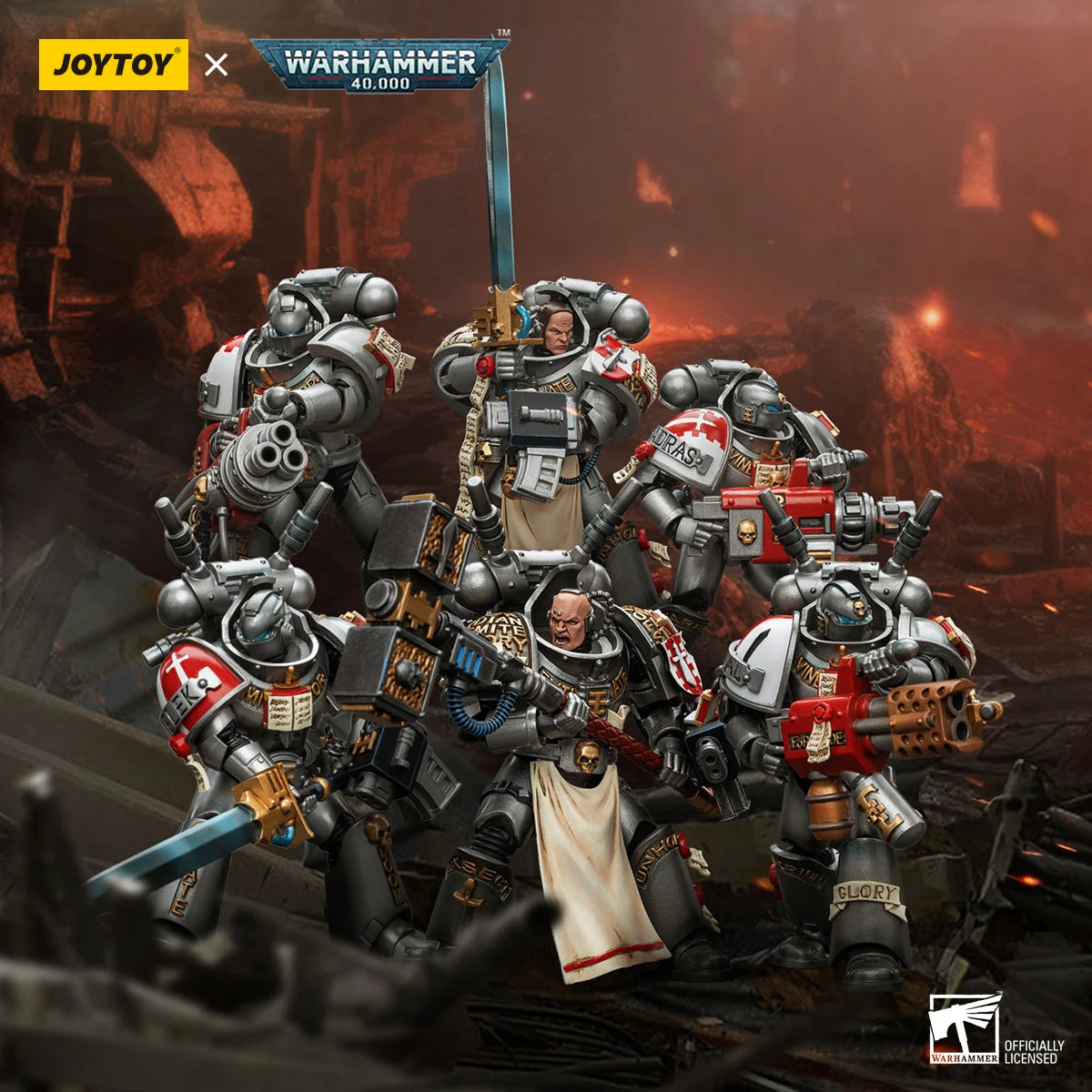 JOYTOY Warhammer 40K 1/18 Action Figures Anime 12Cm Grey Knights Interceptor Squad Strike Squad Collection Model Toys