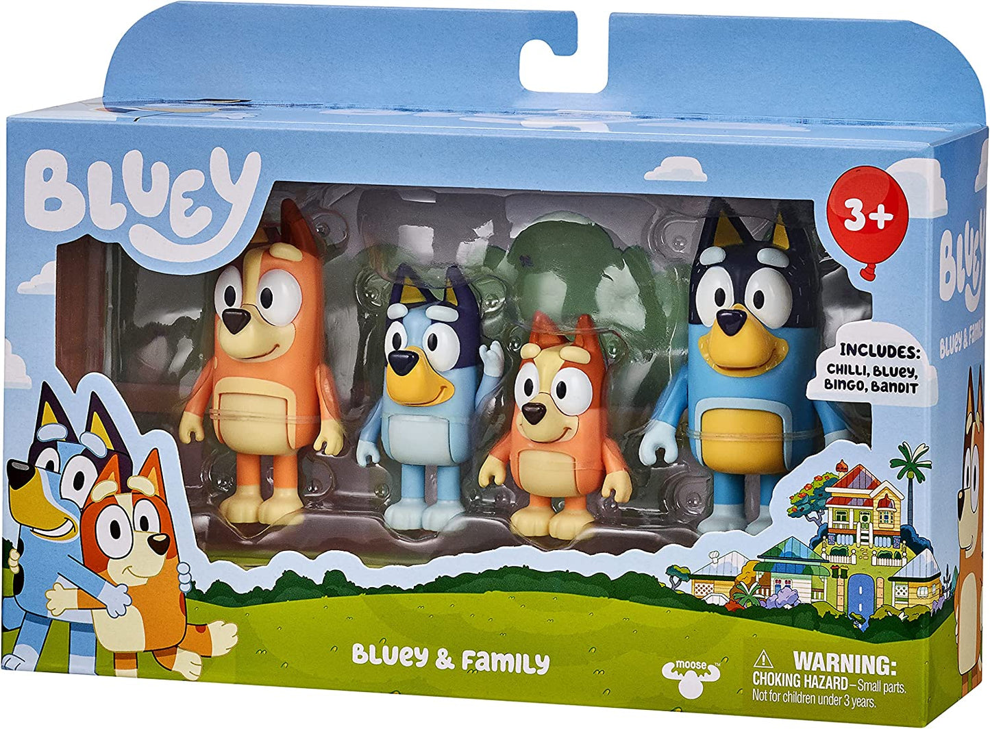 Family Figure 4-Pack – Includes , Bingo, Mum (Chilli) & Dad (Bandit), Poseable Collectible Toys for Kids, Durable Cake Toppers, for Toddlers & Fans, Ages 3+