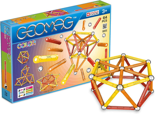 - COLOR - 64-Piece Magnetic Building Set, Certified STEM Construction Toy, Safe for Ages 3 and Up