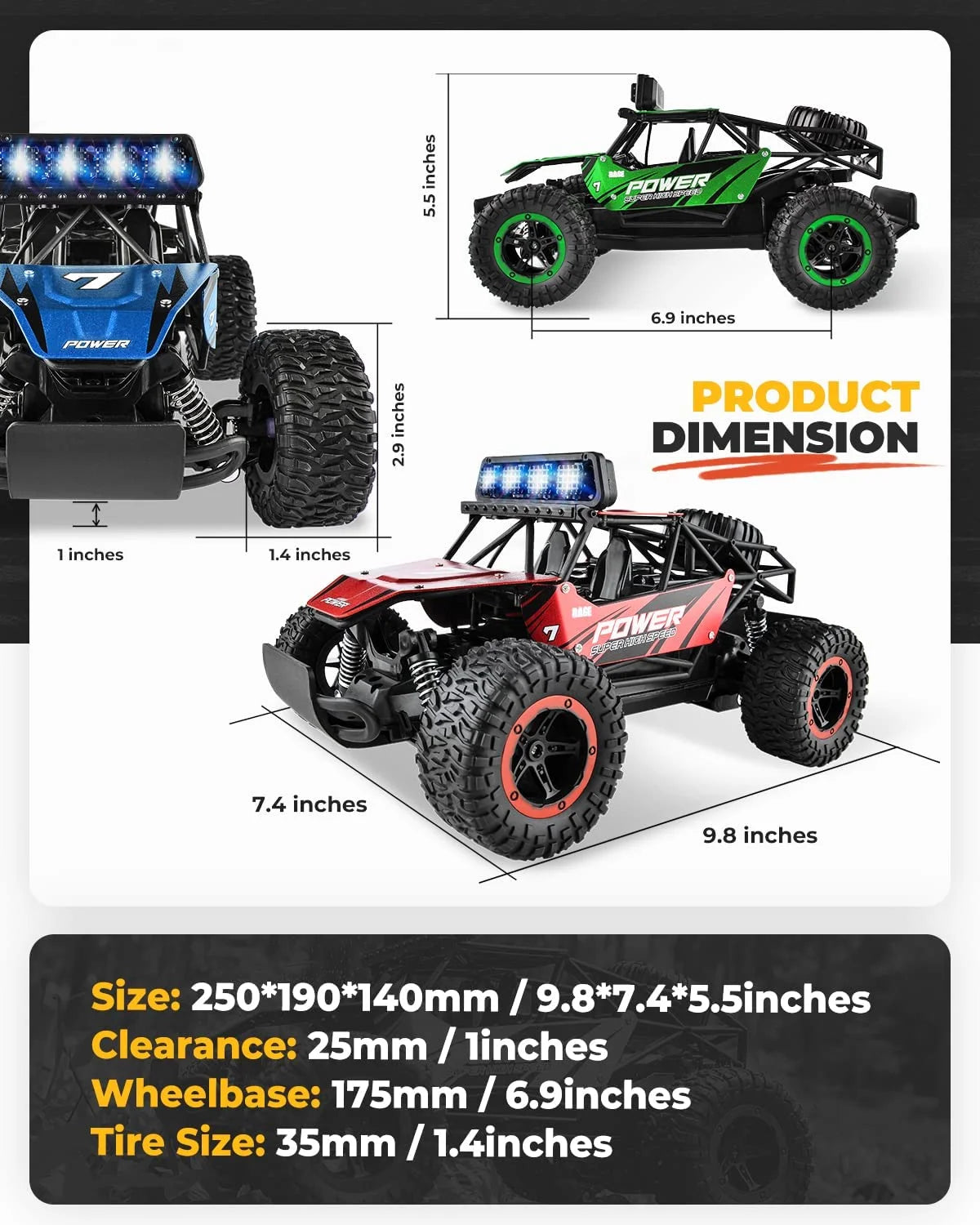 Remote Control Cars, 1:14 RC Cars RC Monster Trucks for Kids Adults, Electronic Boy Toys Age 5-7 8-11 Birthday Gifts
