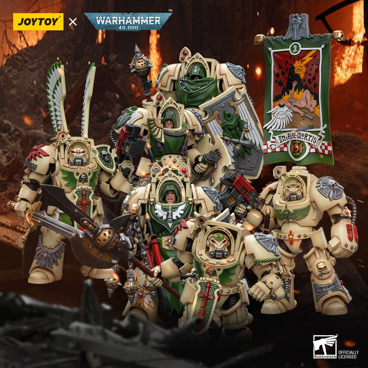 JOYTOY Warhammer 40K 1/18 Action Figures Anime 13.6Cm Dark Angels Deathwing Strikemaster Deathwing Knight Master Model Toys