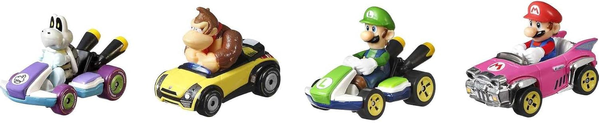 Mario Kart Vehicle 4-Pack, Set of 4 Fan-Favorite Characters Includes 1 Exclusive Model, Collectible Gift for Kids & Fans Ages 3 Years Old & Up