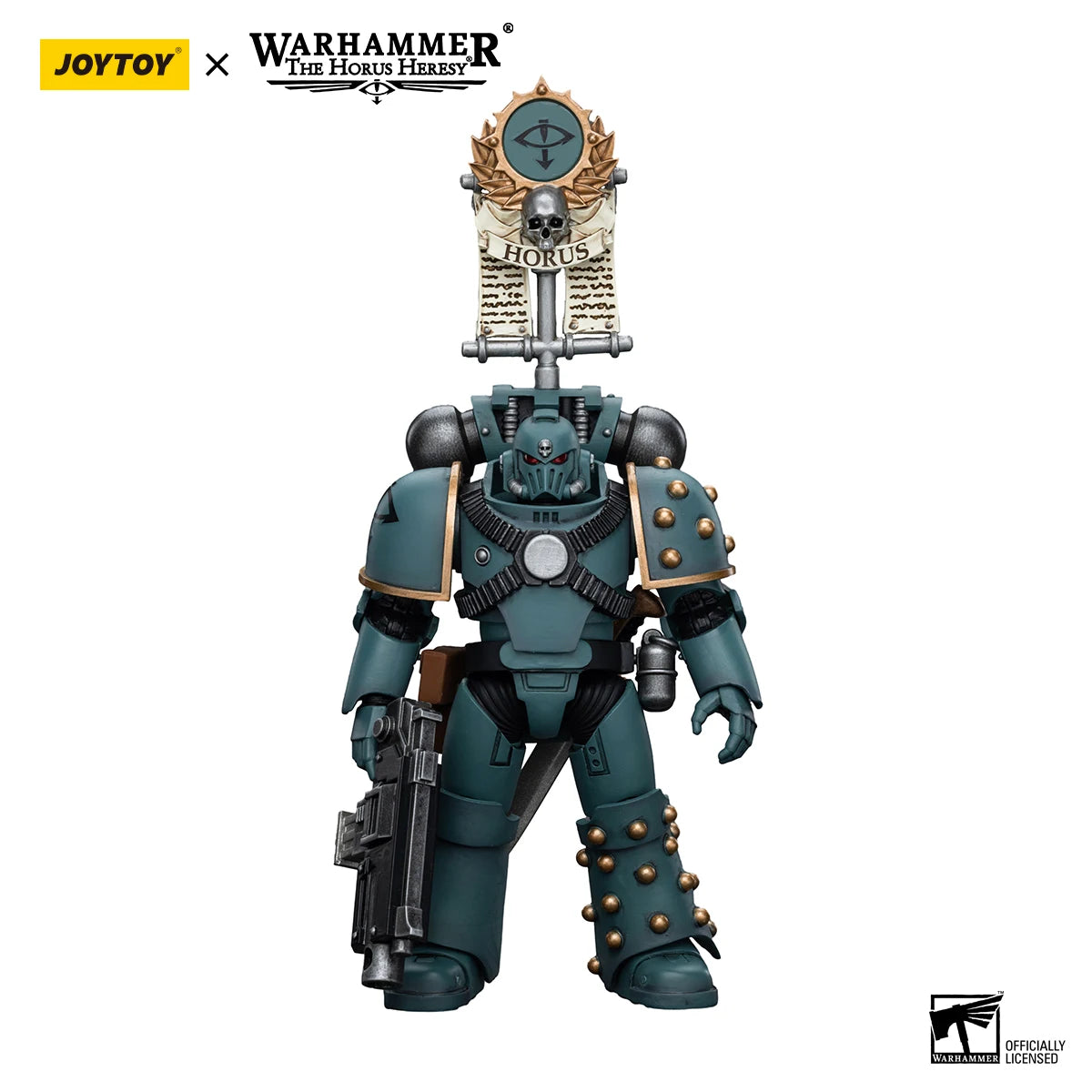 JOYTOY Warhammer 40K 1/18 Action Figure Sons of Horus MKIV Tactical Squad Legionary with Legion Vexilla Anime Figures Toys Model