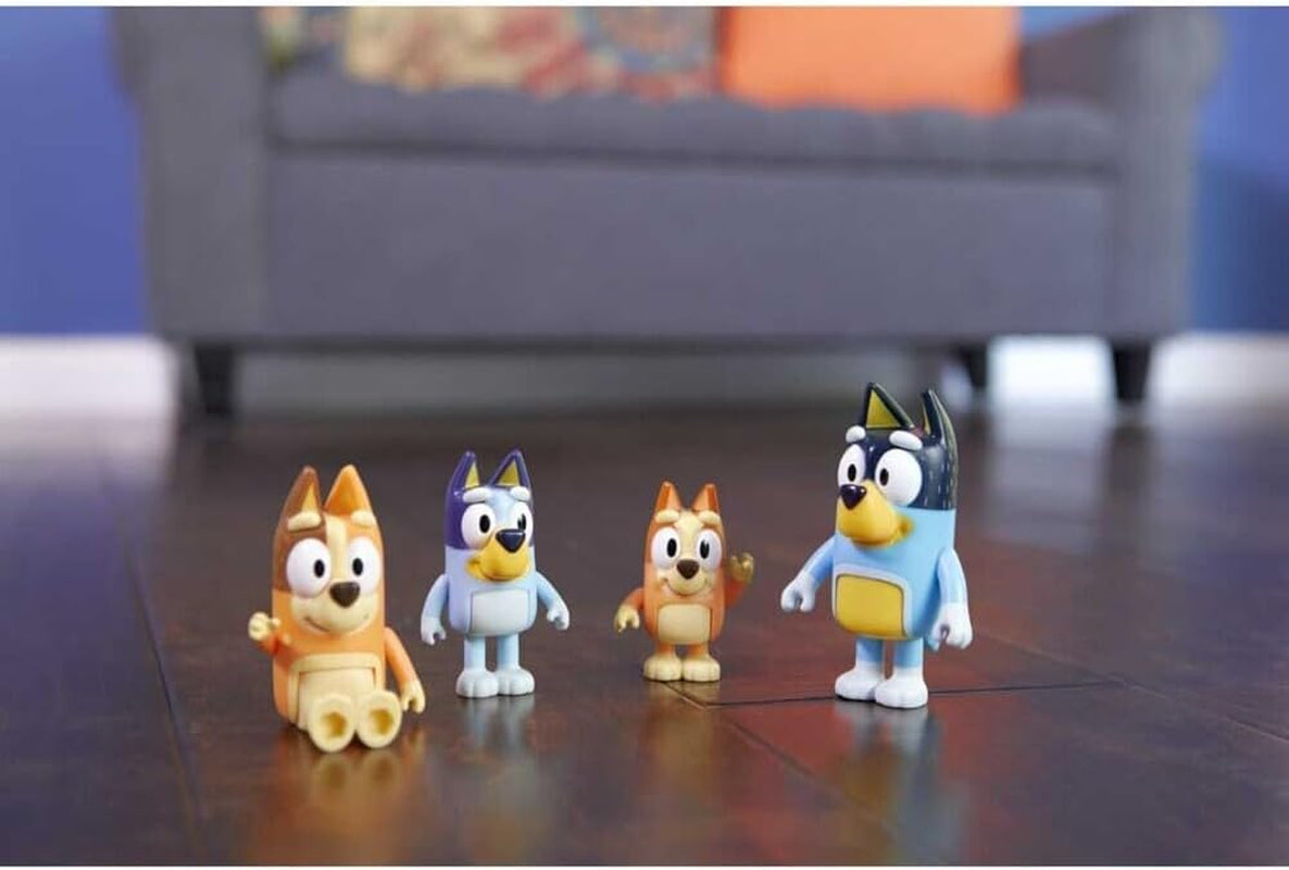 Family Figure 4-Pack – Includes , Bingo, Mum (Chilli) & Dad (Bandit), Poseable Collectible Toys for Kids, Durable Cake Toppers, for Toddlers & Fans, Ages 3+