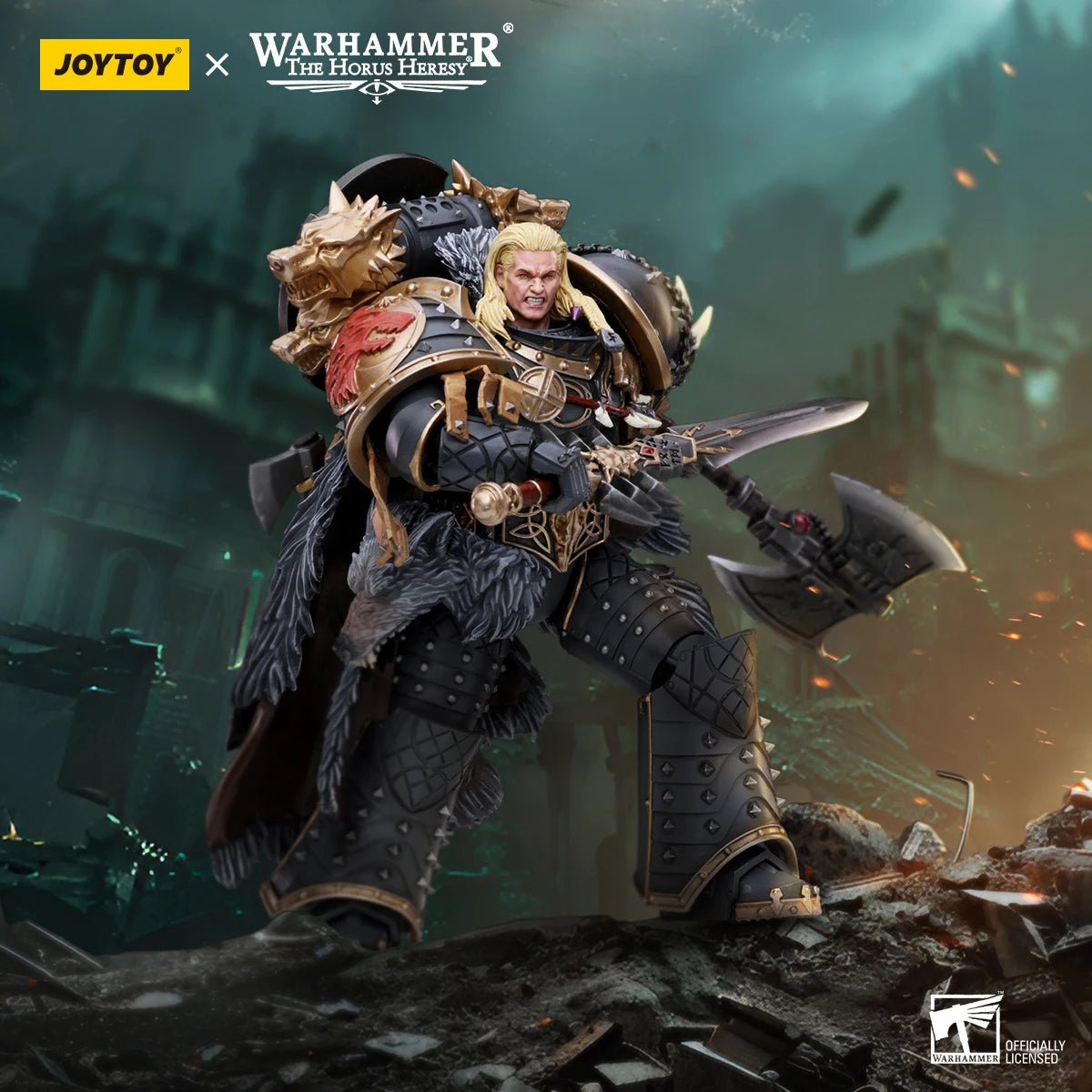 JOYTOY Warhammer 40K 1/18 Action Figures Anime 18Cm Space Wolves Leman Russ Primarch of the Vith Legion
