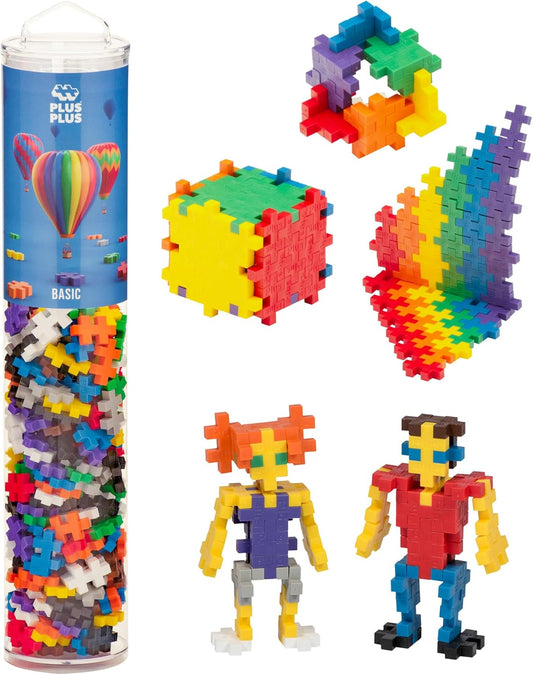 240 Piece Interlocking Building Blocks for Kids, Open Ended Connecting Toys, STEM Bin Classroom Mini Manipulatives - Basic Mix Play Tube