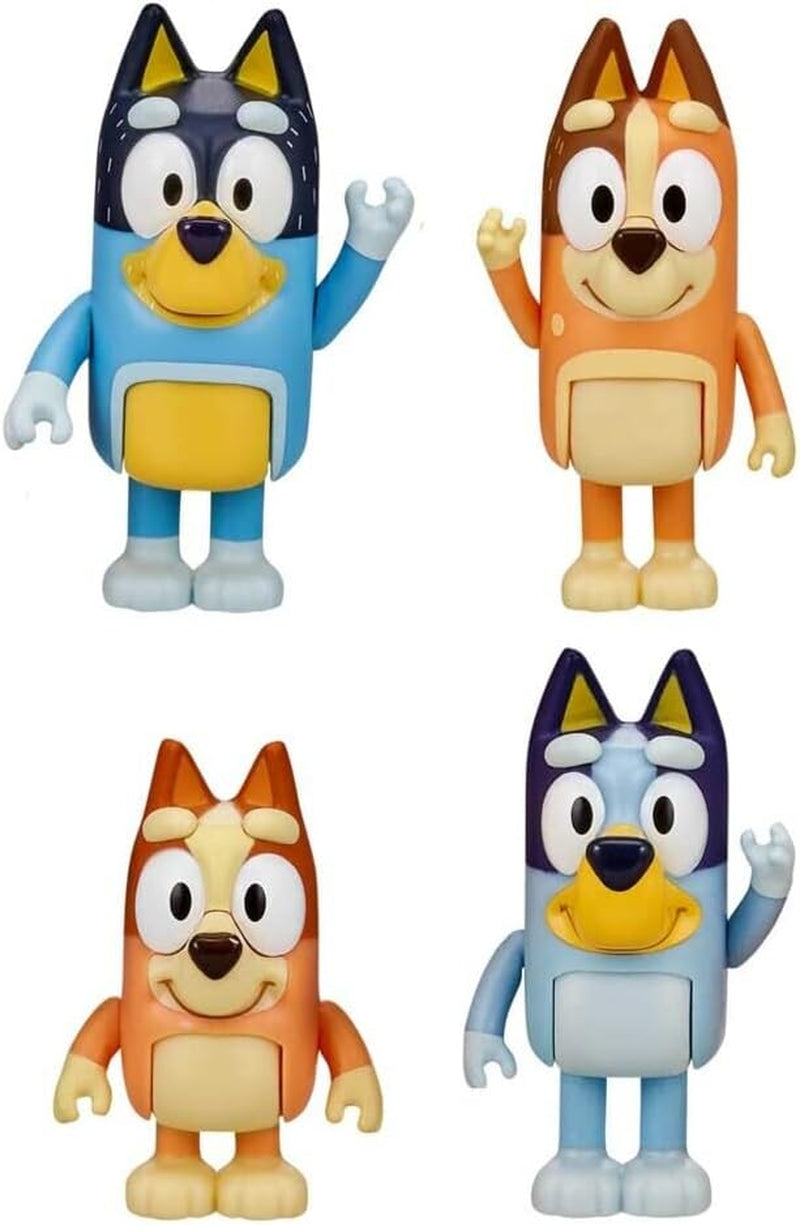 Family Figure 4-Pack – Includes , Bingo, Mum (Chilli) & Dad (Bandit), Poseable Collectible Toys for Kids, Durable Cake Toppers, for Toddlers & Fans, Ages 3+