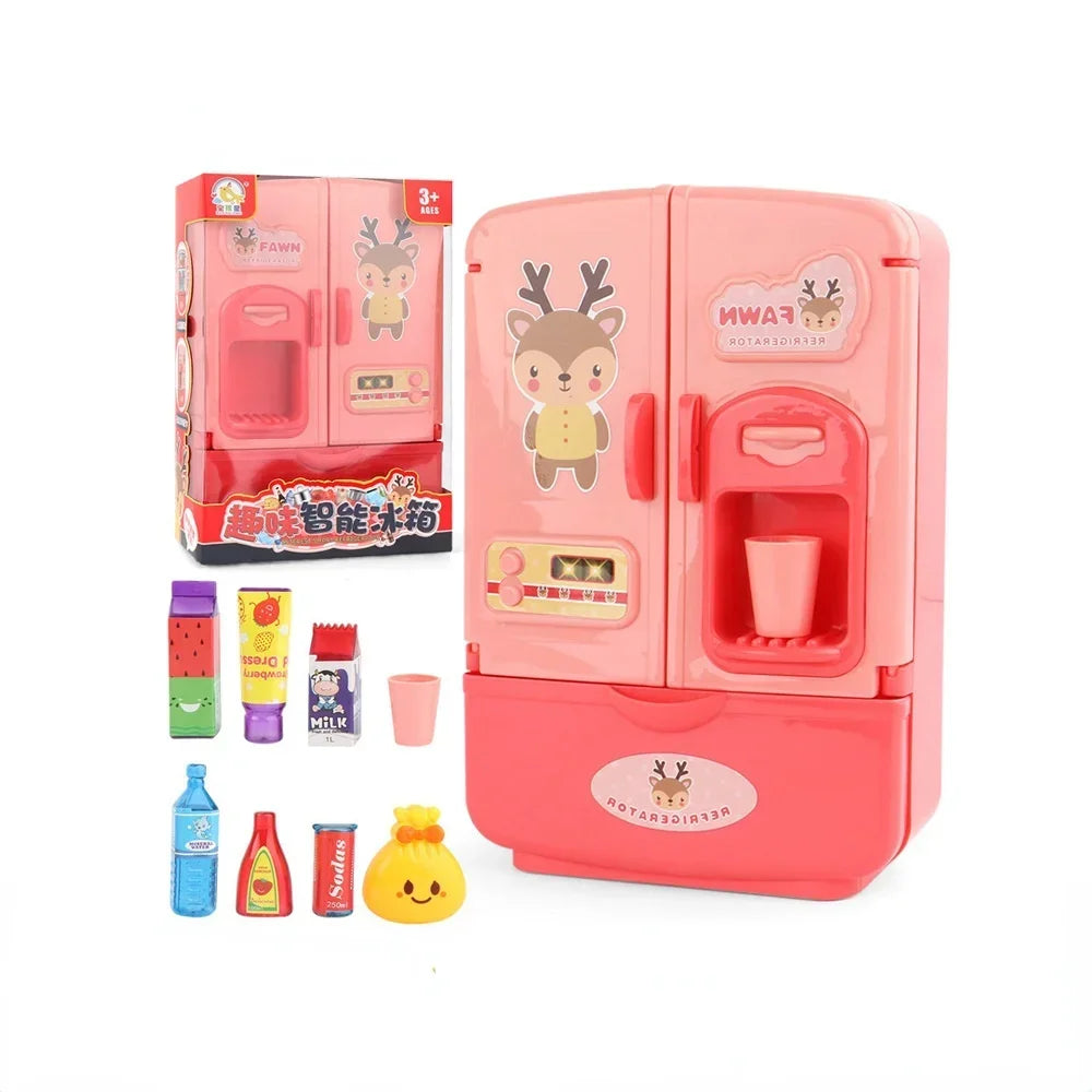 Mini Doll Fridge Fashion Furniture Kitchen Refrigerator for Barbie Accessories for Doll Dream House Play Toys Kids Pretend Play