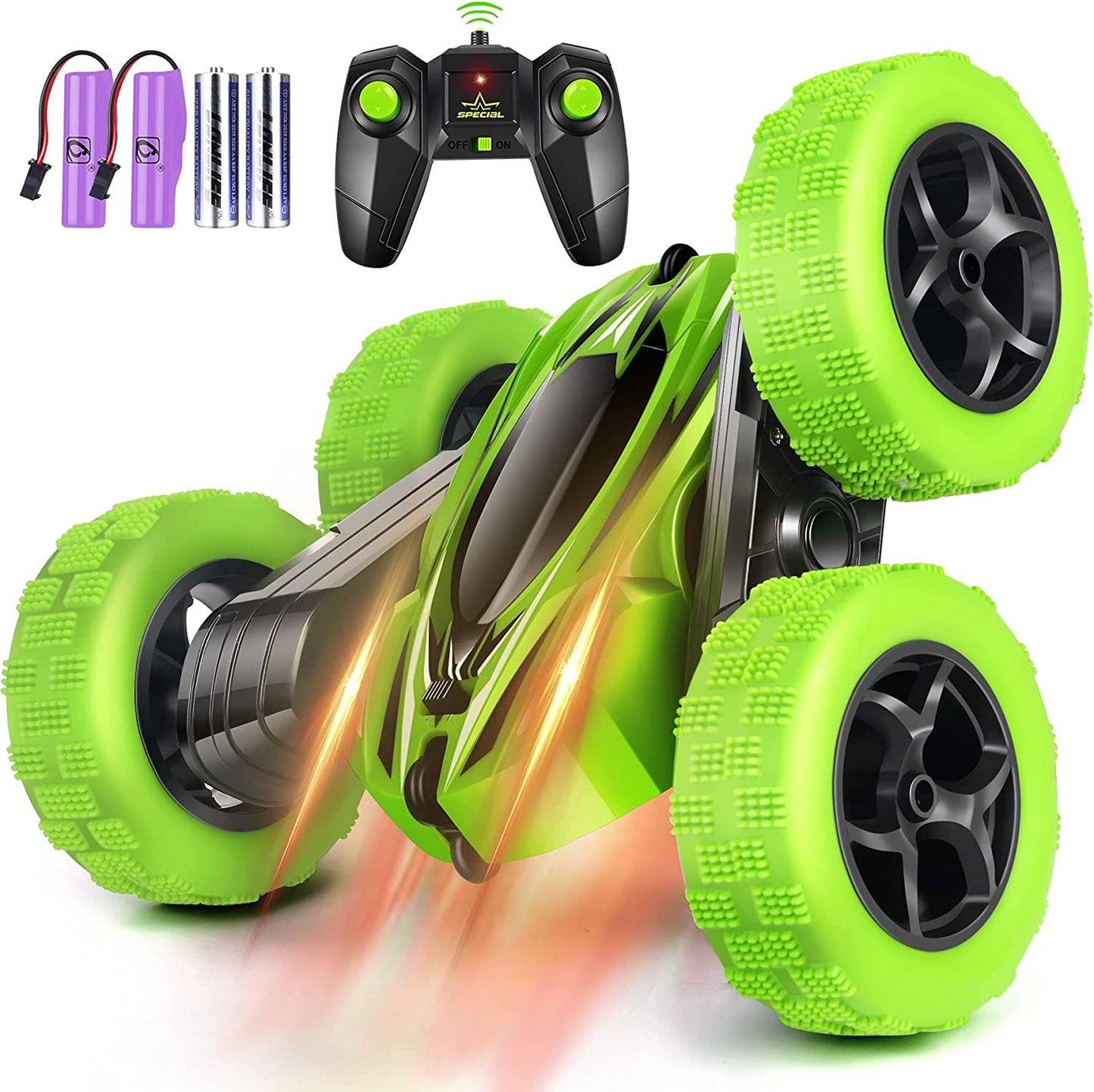 Remote Control Car with Double Sided 360 Degrees Tumbling and Rotating, 2.4GHZ RC Stunt with LED, RC Car Toys for 8 Year Old Boys Girls
