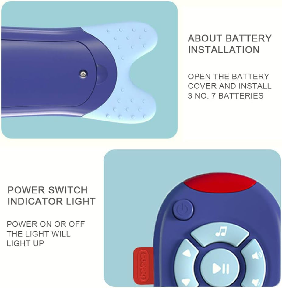 Musical TV Remote Toy for Toddlers, Educational Baby Remote Control Toy with Sound and Light, Electronic Baby Learning Toy Remote Control for 12+ Months Boys Girls, Blue