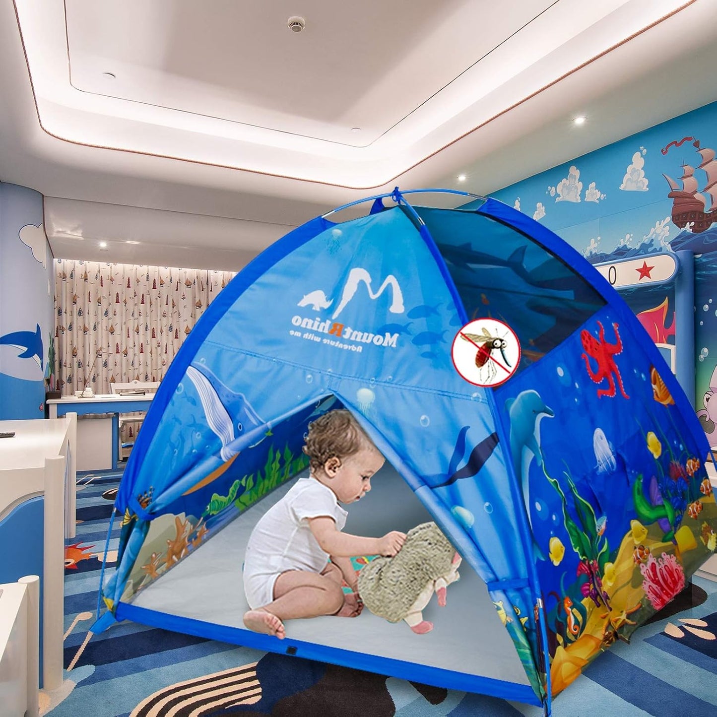 Kids Play Tent Playhouse-48”X48”X42” Ocean Tent Indoor Outdoor Tents for Kids Portable Ocean Animals Toys Tents for Boys Girls Imaginative Camping Games Kid’S Gift