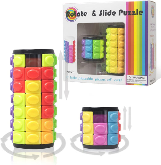 3D Puzzles Decompression Magic Cubes DIY Cylinder Puzzle Rotate and Slide Fidget Toy (3 Layers + 7 Layers)