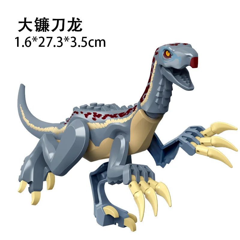 Jurassic World 3 Brutal Raptor Building Blocks Dinosaur Bricks Tyrannosaurus Indominus I-Rex Assemble Toy for Children