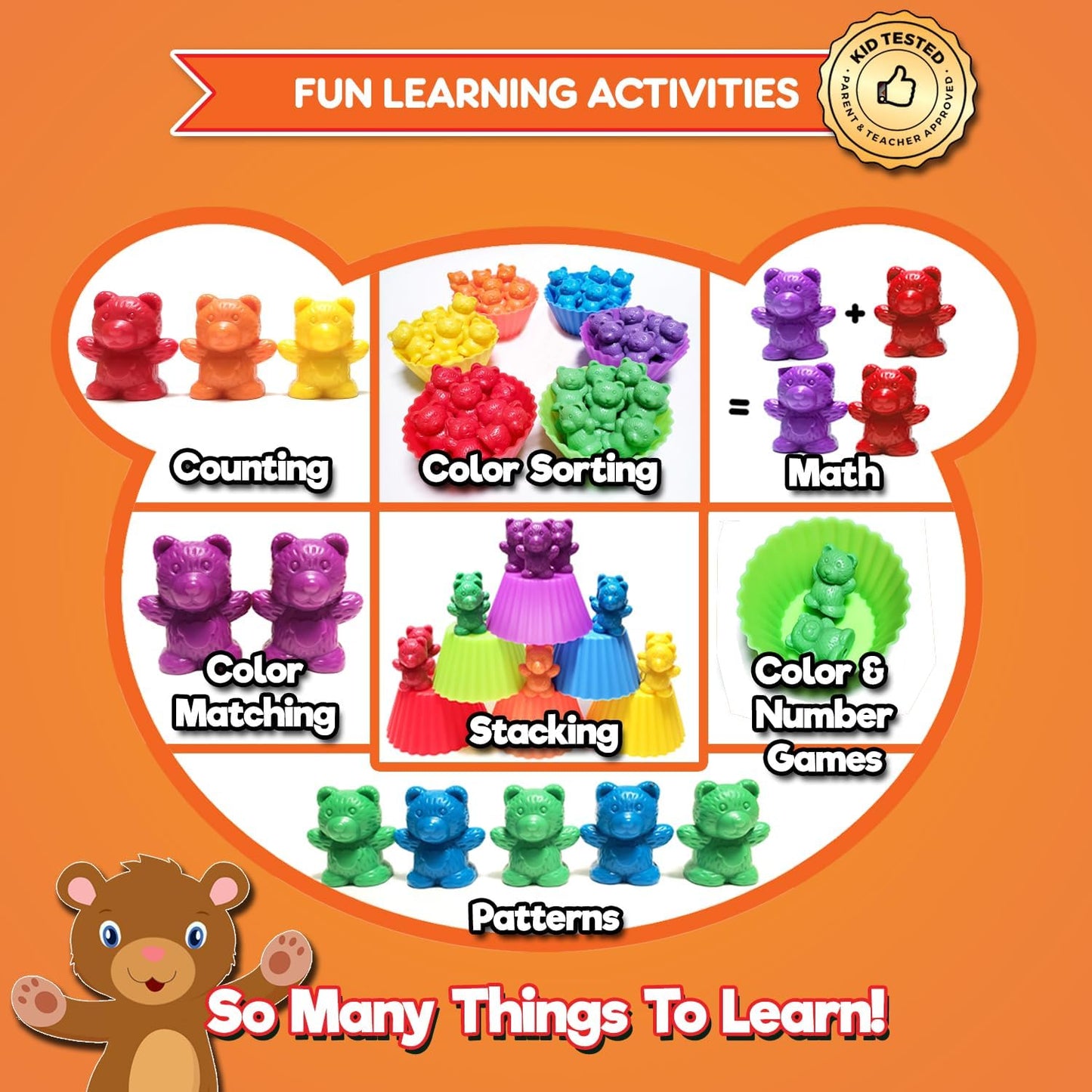 Jumbo Counting Bears with Stacking Cups - Montessori Educational Sorting Rainbow Toys for 3 Year Old Boys and Girls with 48 Preschool Math Manipulatives, Toy Storage and Toddler Games Ebook