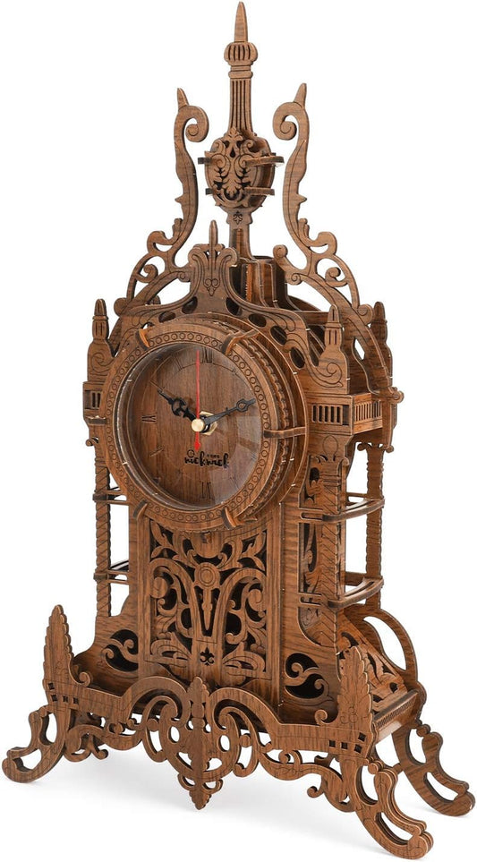 3D Wooden Puzzle,Model Kits Desk Clock-Laser Cut Clock Model Kits, Christmas Birthday Gifts for Kids and Adults - 47Pcs Jigsaw